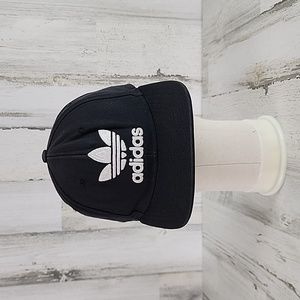 Adidas trefoil embroidered logo black white baseball hat cap adjustable snapback